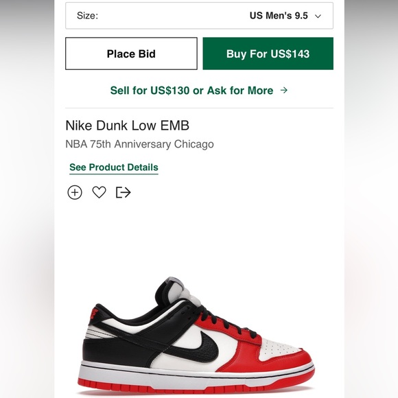 Nike Dunk Low EMB - NBA 75th Anniversary Chicago - Picture 6 of 6